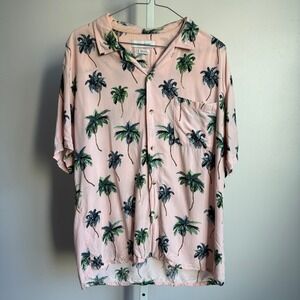 Urban Outfitters Palm Tree Print Button Up Shirt Short Sleeve‎ Medium